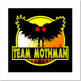 Team Mothman West Virginia Wing Humanoid Moth Retro Jurassic Vintage Style Funny Posters and Art